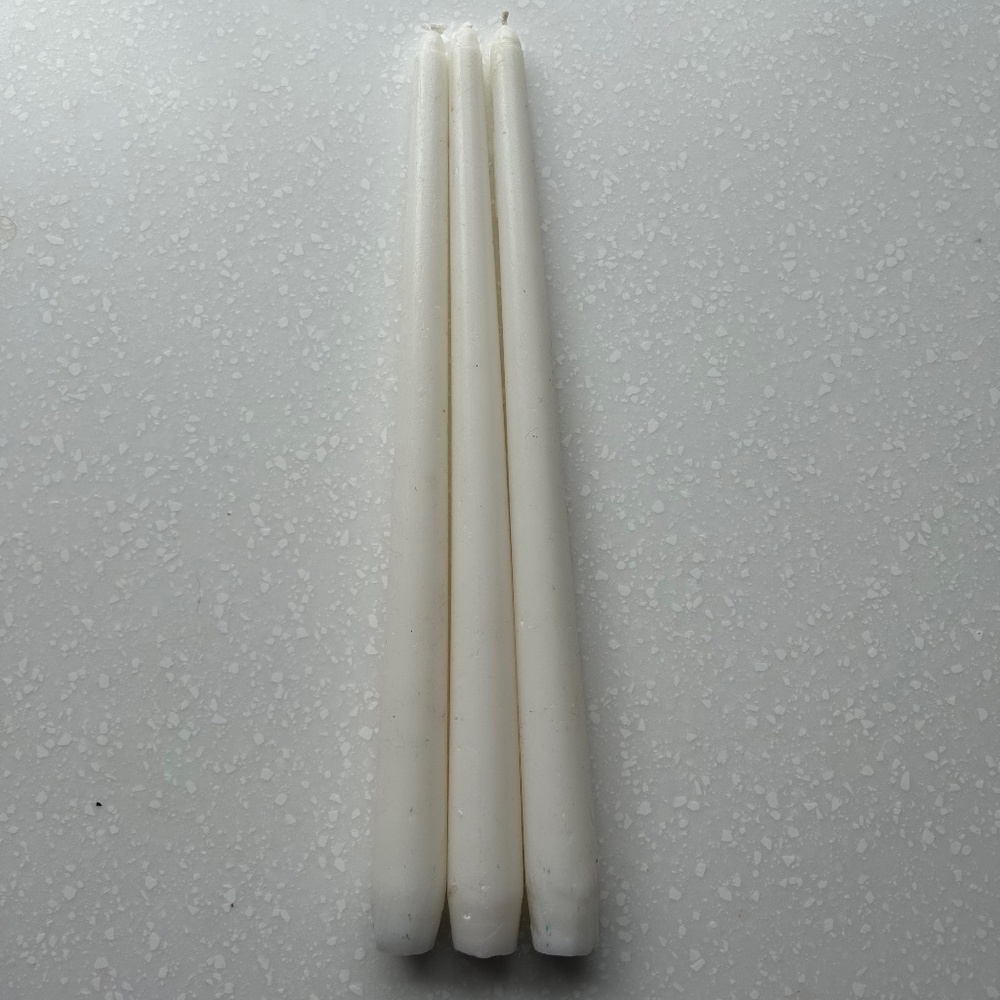 Set of 3 White and Long  Candles New Without Tag